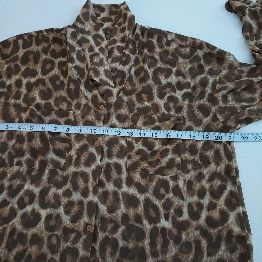 Free People Easy Rider Animal Print Sheer Top Size XS
